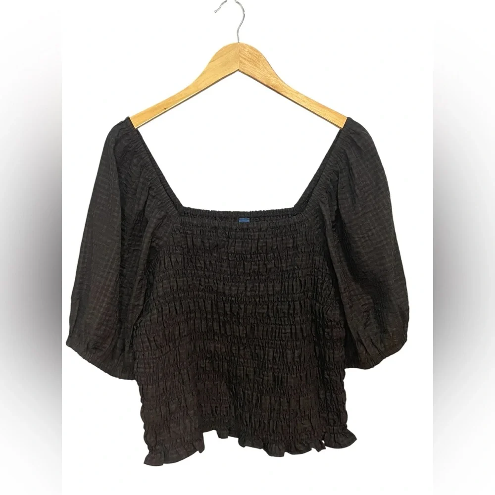 Old Navy Black Smocked Blouse
